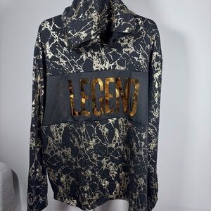 Black Marble Hoodie with Gold "LEGEND" Detail